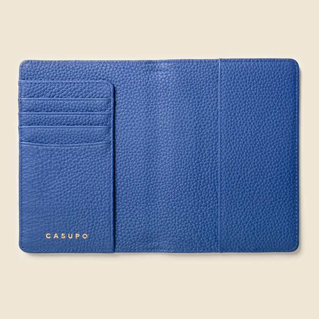 Leather Passport Wallet with RFID Shield- Cobalt