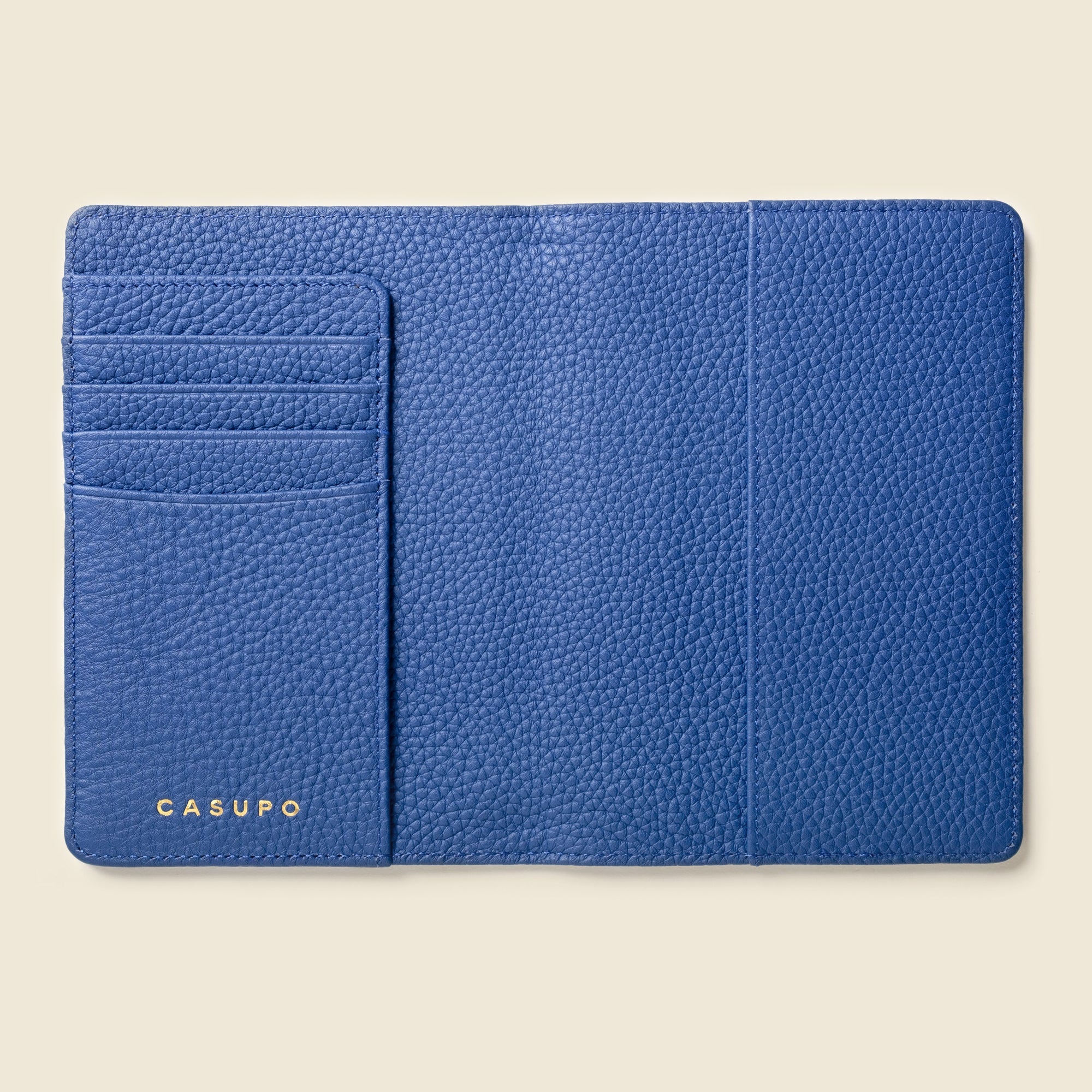Leather Passport Wallet with RFID Shield- Cobalt