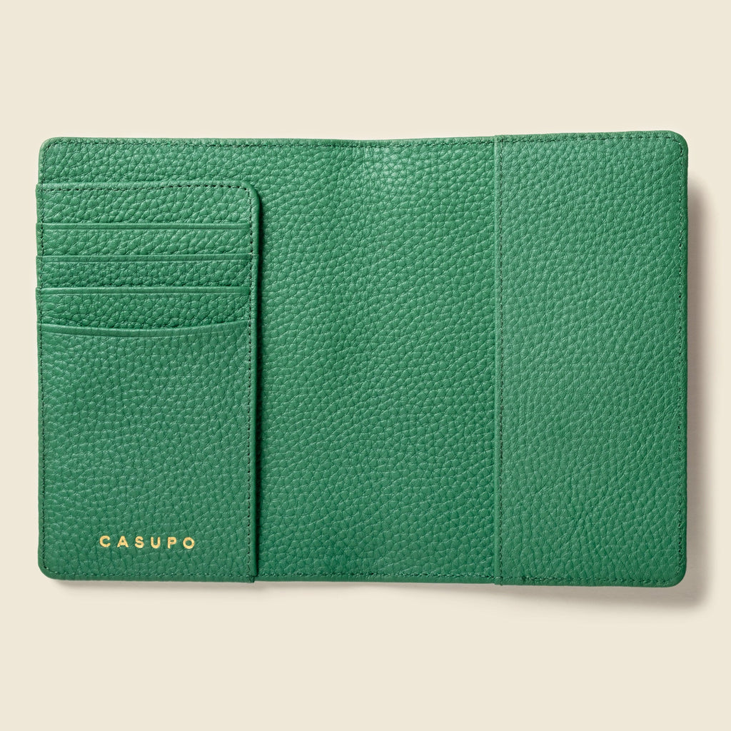 Leather Passport Wallet with RFID - Green