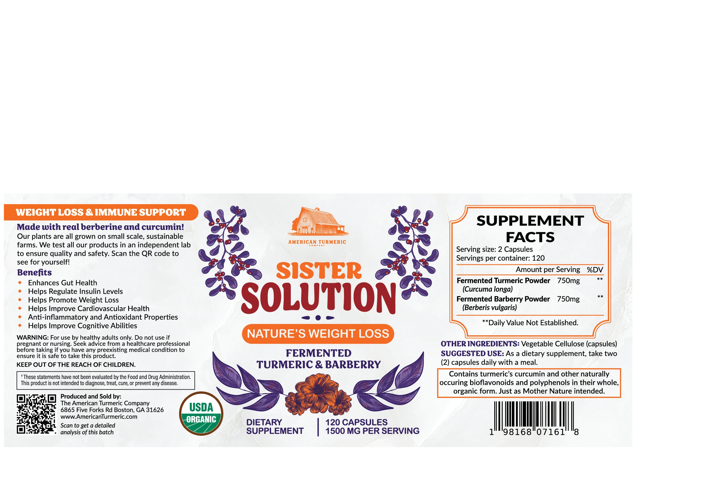 Sister Solution Fermented Turmeric and Fermented Barberry Powder Capsules